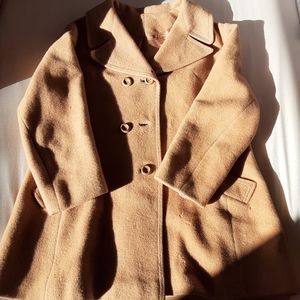 Kezar Camel Hair Men's Mid-Length Long Pea Coat; Large